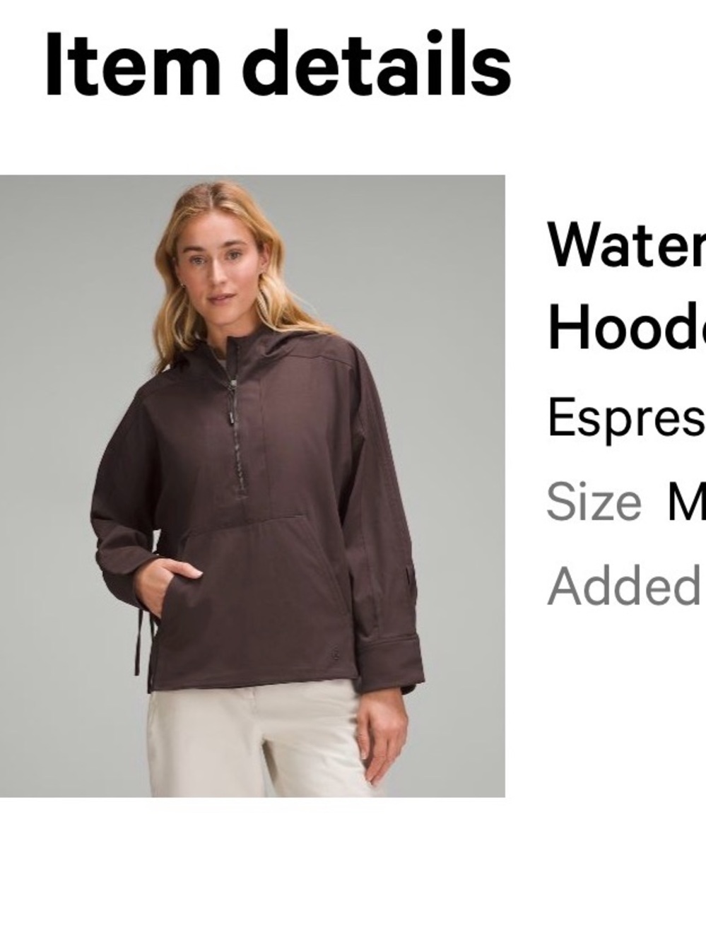 NWT Lululemon athletica espresso brown Half-Zip Hoodie Jacket